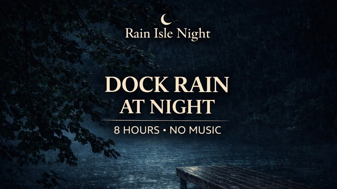 8 Hours Quiet Rain at Lake Dock | Dark Night Ambience | No Music