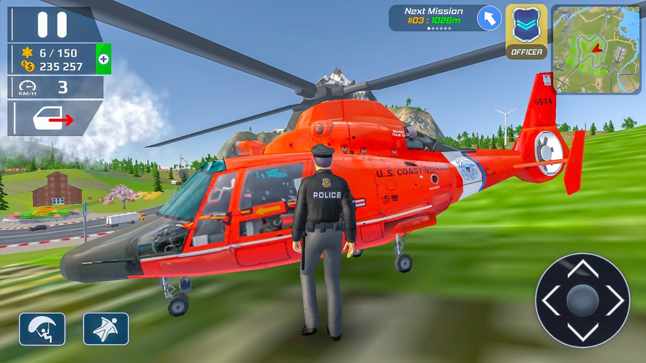 Police Officer as Pilot Flying Dolphin Helicopter Airplane and Police Car SIM - Android Gameplay.