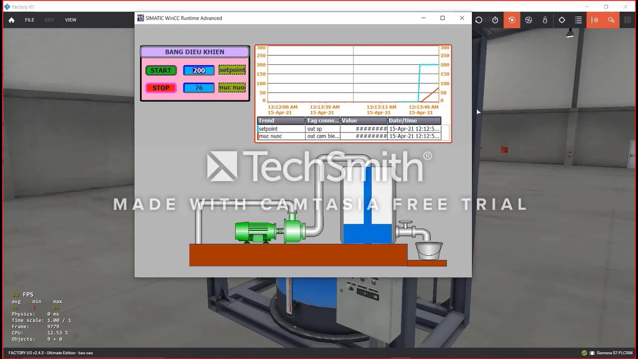 PID CHẤT LỎNG VỚI FACTORY IO VÀ TREND VIEW TRÊN HMI | PID WITH FACTORY IO AND TREND VIEW ON HMI