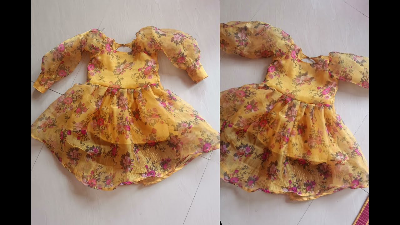 2 to 3 year Baby girl frock cutting stitching with full puffy sleeve