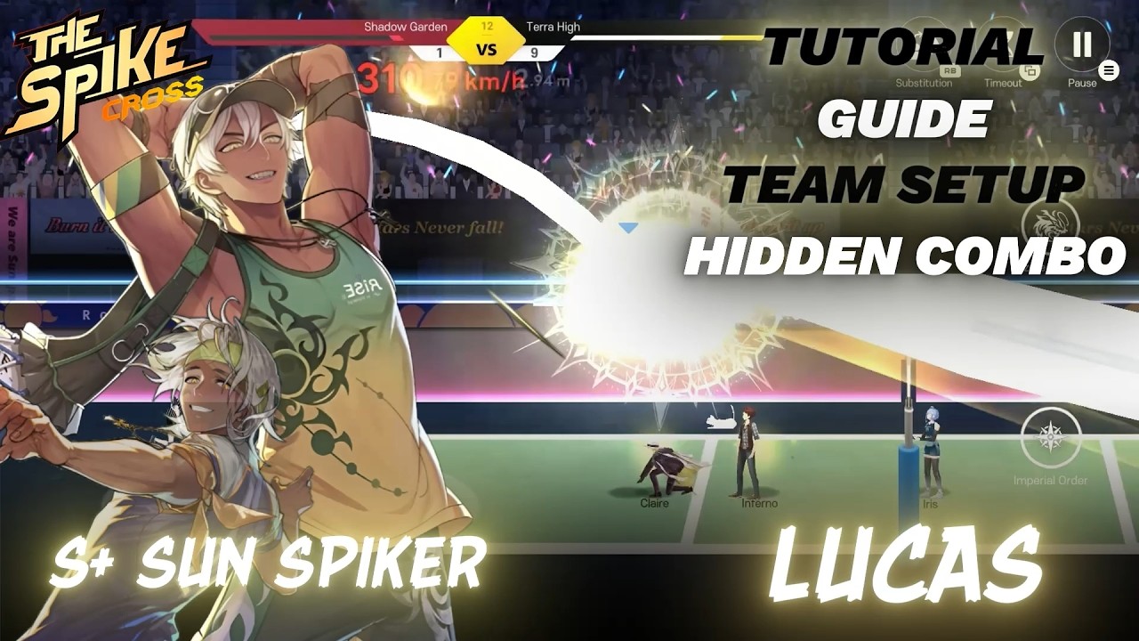 Lucas Sun Spiker S+ Rank Tutorial, Guide, Hidden Combo & Team Setup - The Spike Cross Volleyball