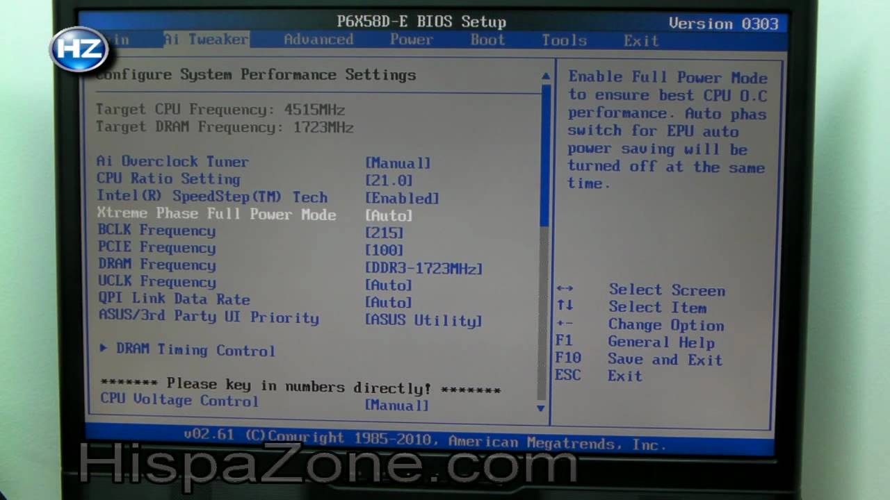 Placa base Asus P6X58D-E.  Bios