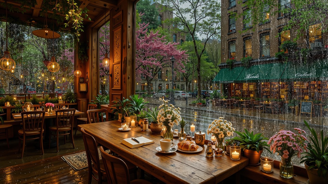 Gentle Rain Café Jazz - Warm Window Coffee Ambience with Soft Jazz for Work, Study & Relax