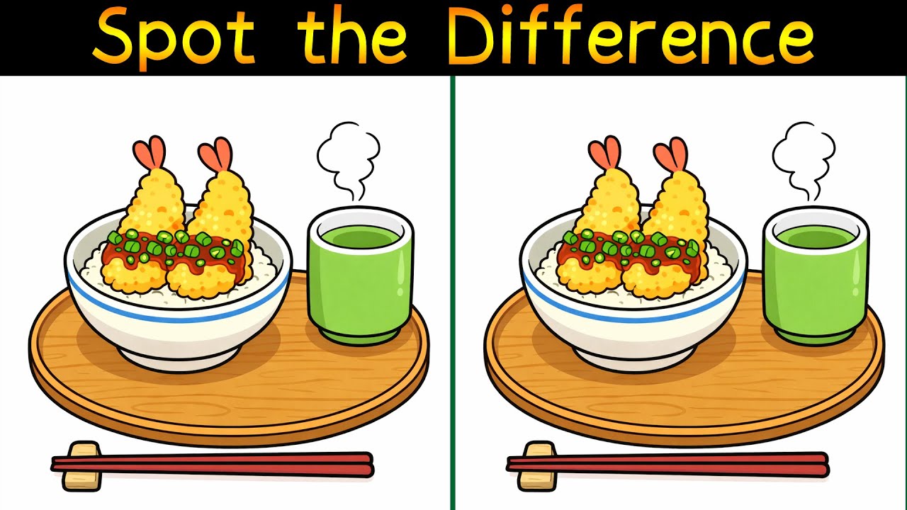 Spot the Difference in a Tempura Bowl Illustration