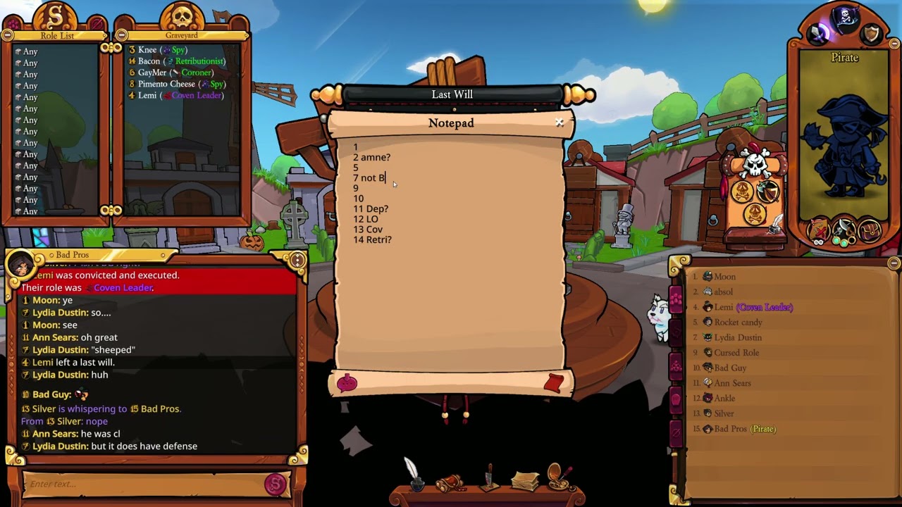 Town of Salem 2 - Feb 17th - Pirate