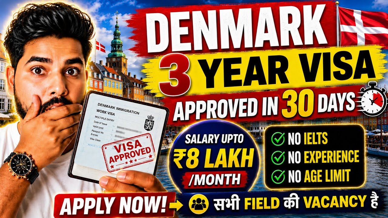 🇩🇰 Denmark 3 Year Work Visa 2026 | Free Jobs | Salary Up to ₹8 Lakh/Month
