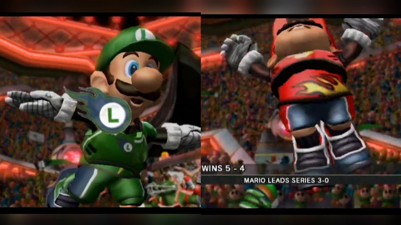 Mario (Me) VS Luigi - Best of 7 Series - Superstar Difficulty - Mario Strikers Charged!
