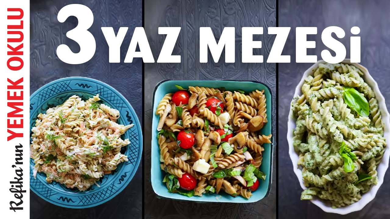 3 Harika Yaz Mezesi + Makarna Bir arada! 1️⃣ Havuçlu&Kabaklı🥕 2️⃣ Yeşil Peynirli🌱 3️⃣ Mantarlı🍄