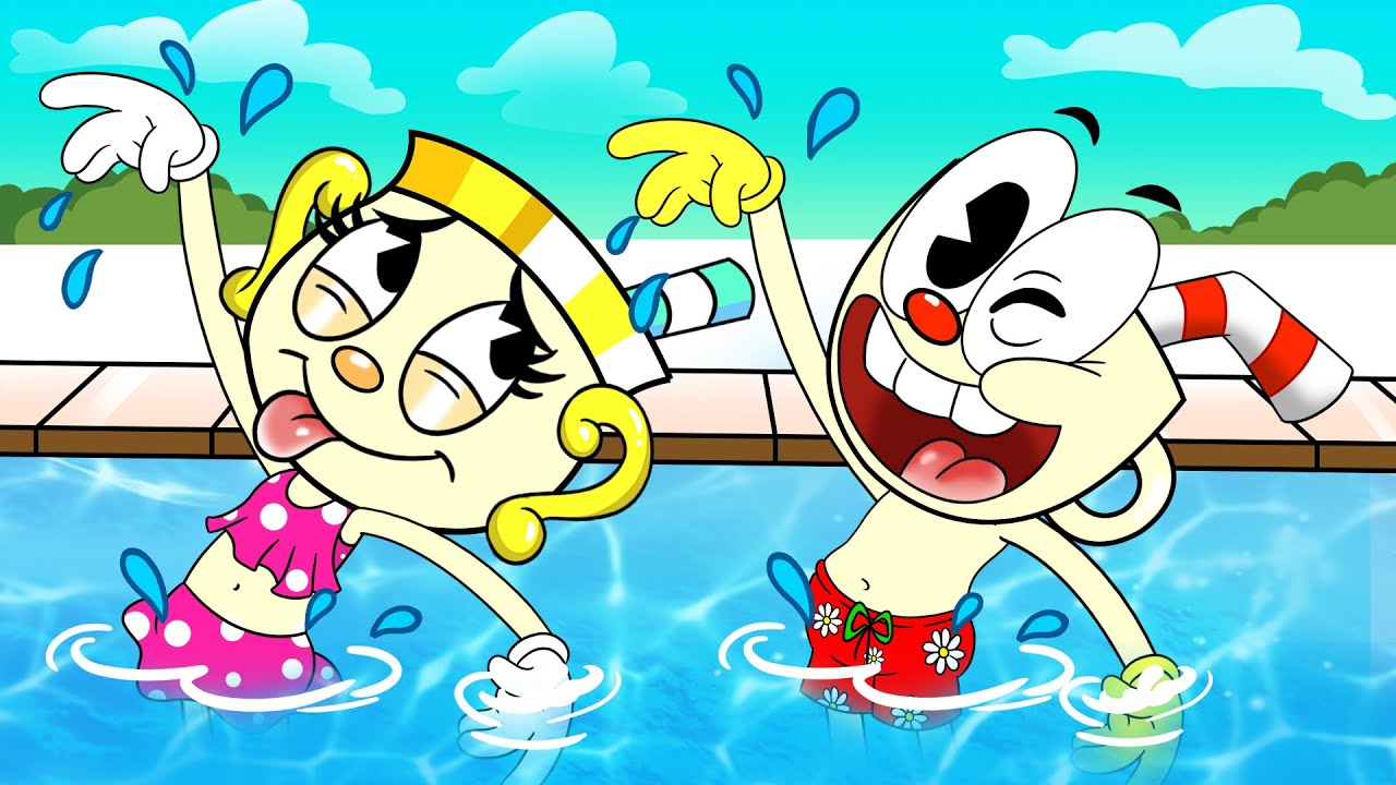 CUPHEAD: Swimming Pool Party 🌈 | The Cuphead Show Animaition