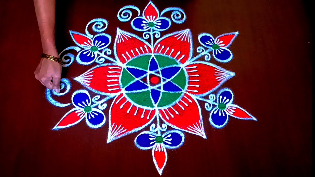 Beautiful and easy rangoli / creative rangoli / chukkala muggulu