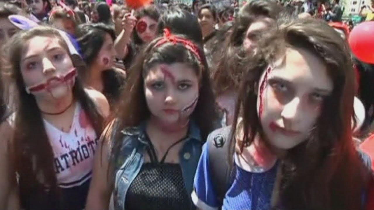 The walking dead: Zombies walk the streets of Santiago, Chile in Zombie Walk 2013