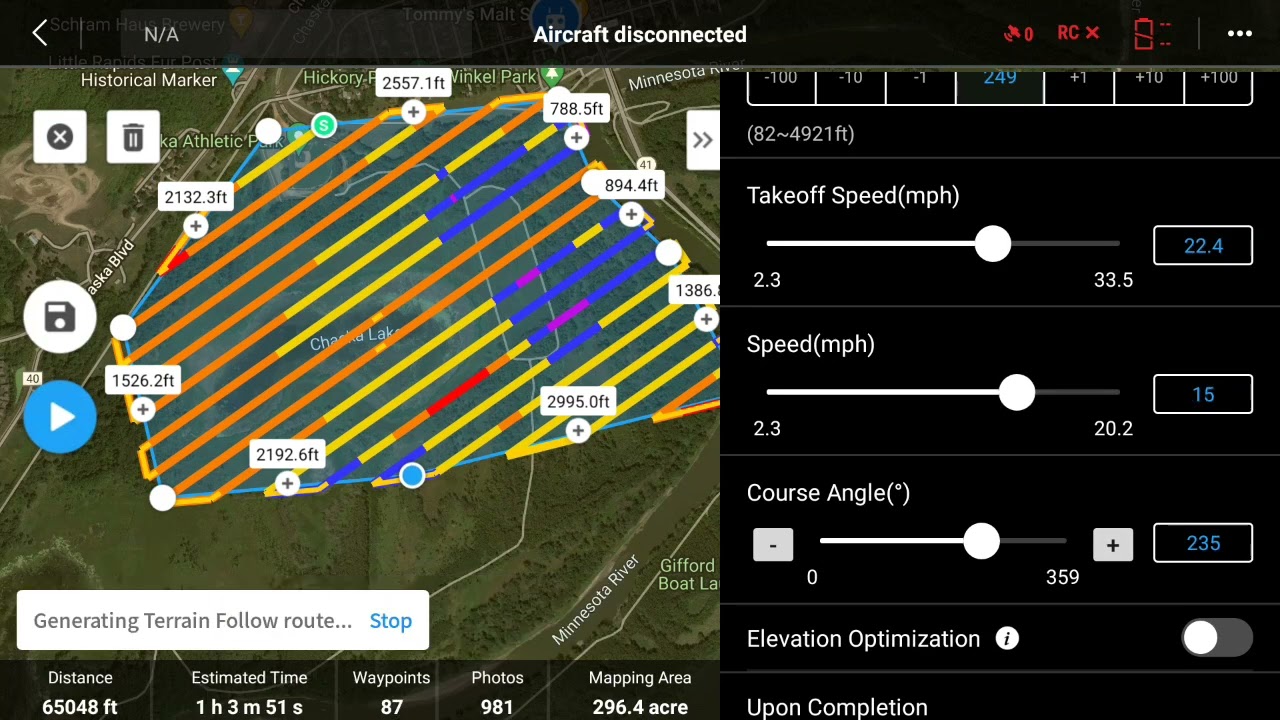 DJI/M300/L1 DJI Pilot 2 Lidar Mission Planning With Terrain Following