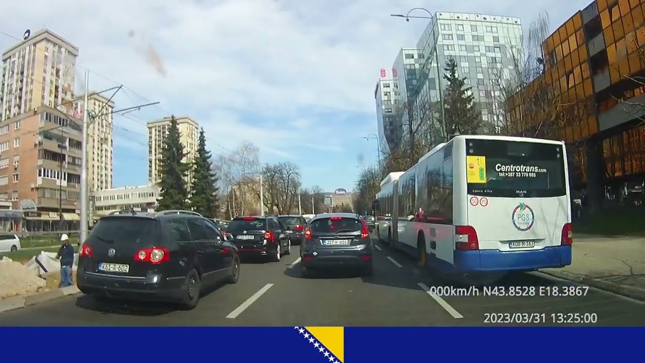 Driving through Sarajevo, Bosnia in March and April 2023 (Dashcam Footage)