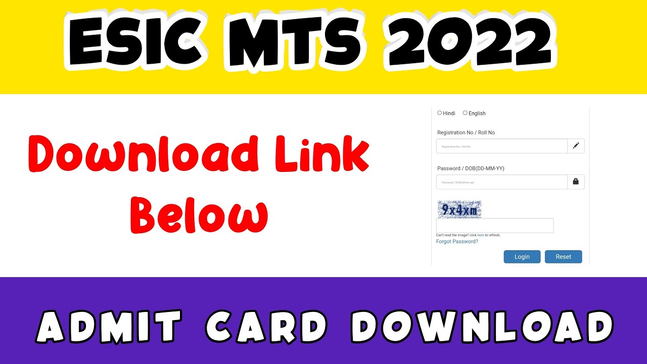 Esic MTS Admit Card Download