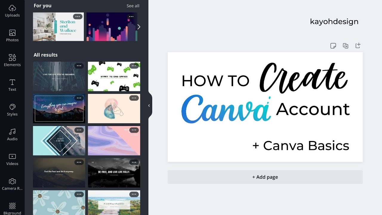 How To Create A Canva Account [IN DEPTH] | Canva Tutorial | How To Use Canva || kayohdesign