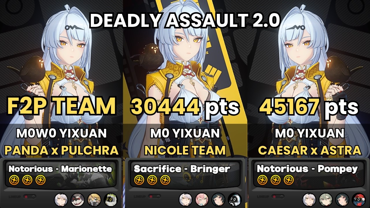 Deadly Assault ZZZ | M0W0 Yixuan Pan Yinhu Pulchra F2P Team x Astra | 9-Star | Zenless Zone Zero 2.0