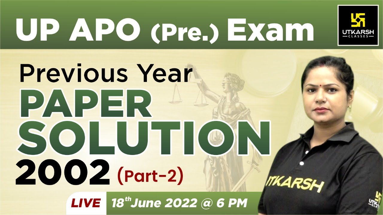 UP APO (Assistant Prosecution Officer)Pre. 2002 (Part-2)|Previous Year Paper Solution#8|Sarika Ma'am
