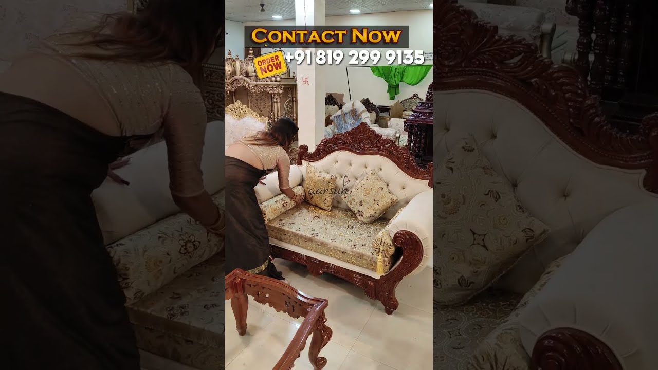 RAJWADA SOFA SET | MAHARAJA SOFA DESIGN | ROYAL SOFA | OPEN BACK SETTEE, CENTER TABLE, SIDE STOOLS