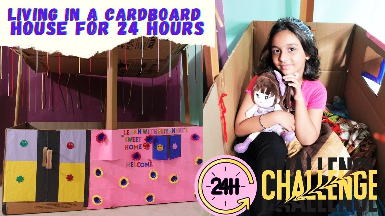 Living in a Cardboard House🏠 for 24 Hours! | 24 hours challenge video#learnwithpriyanshi