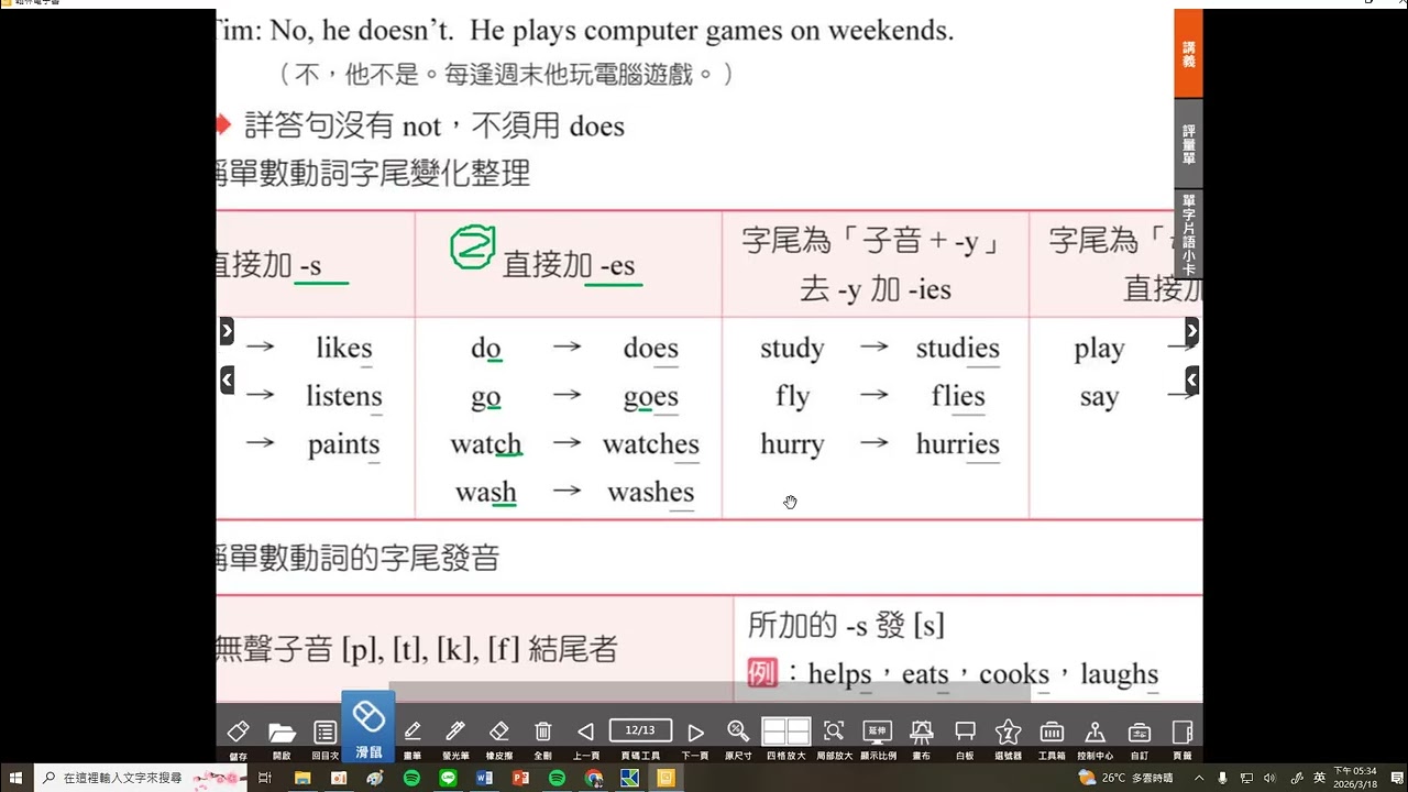 【國一教室】良師講義P12.P13-1/第三人稱單數現在式~七下翰林英語#第一課#國中#一年級#114學年度#下學期#Unit 1 What Do You Do in Your Free Time？