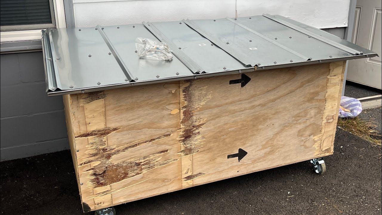 Making an outdoor storage box from a free art shipping crate!