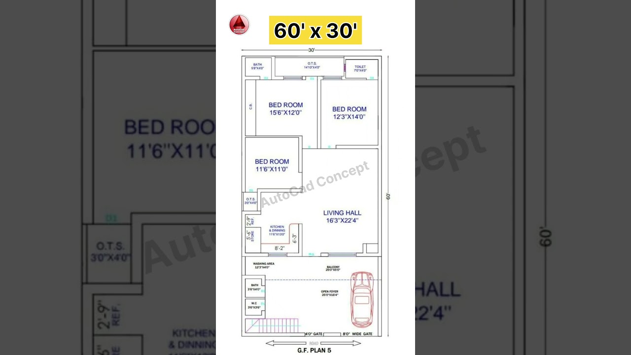 60x30 Simple House Design | Home plan layout | Ghar ka Naksha #shorts #home