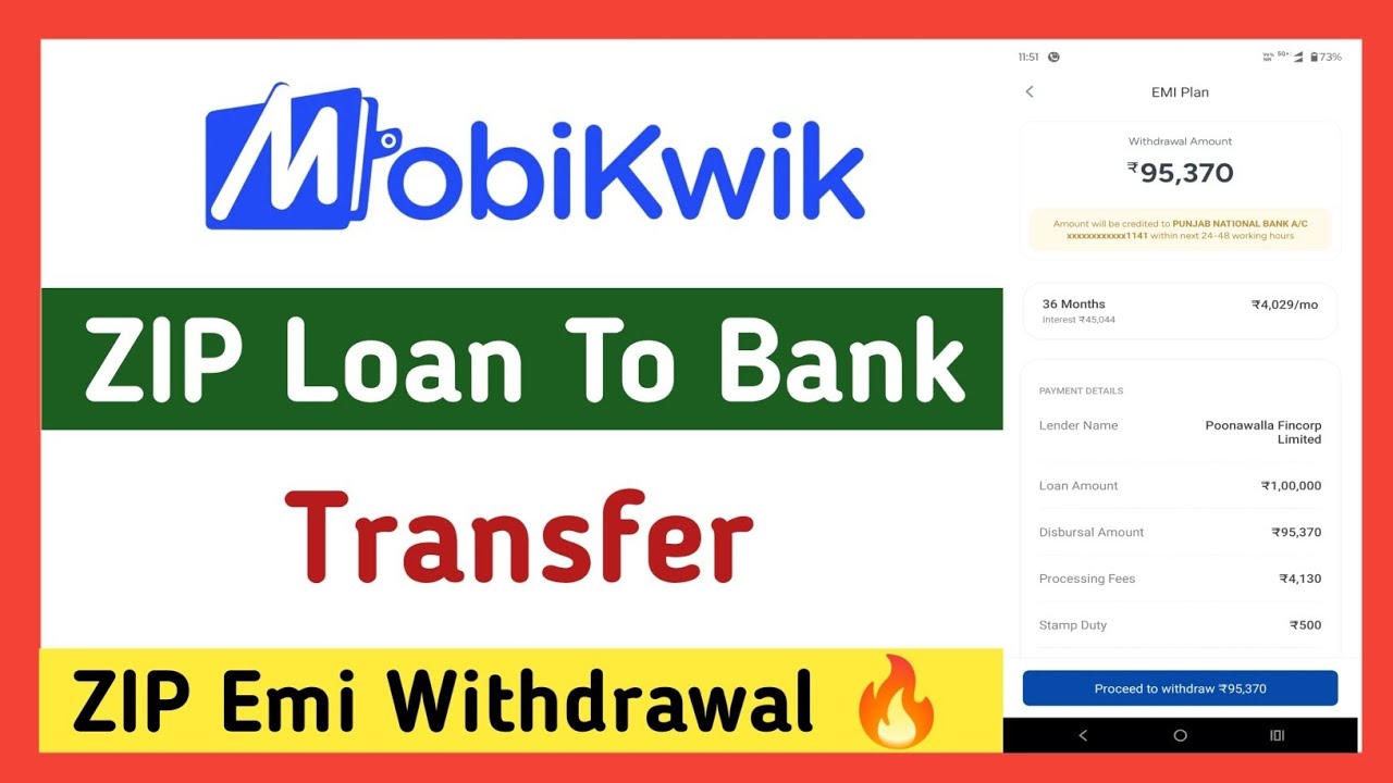 MobiKwik Zip To Bank Transfer🔥 | MobiKwik Zip Withdrawal🎉 | MobiKwik Zip Emi To Bank Transfer&hearts;️