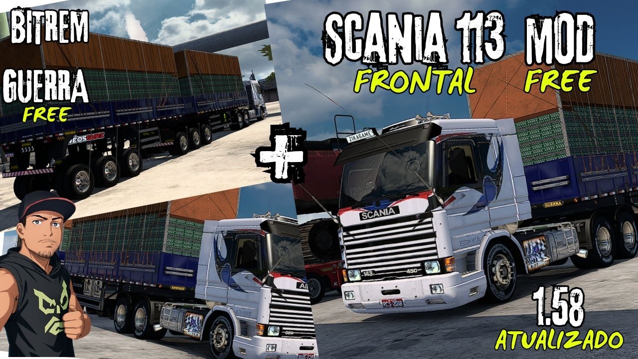 Scania 113 frontal atualizado +reboque 1.58 - ets2 Mods free