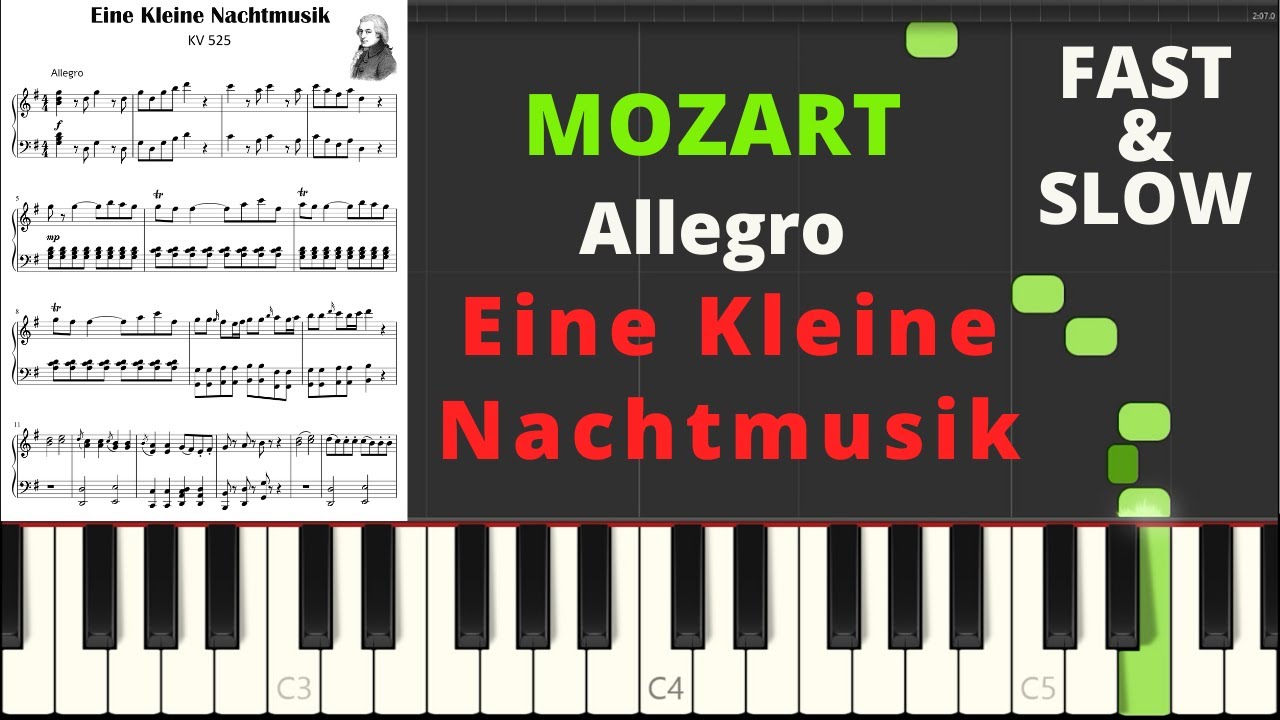 Eine Kleine Nachtmusik - MOZART I Piano Tutorial I Easy Sheet Music for Late Beginners I Slow I PDF