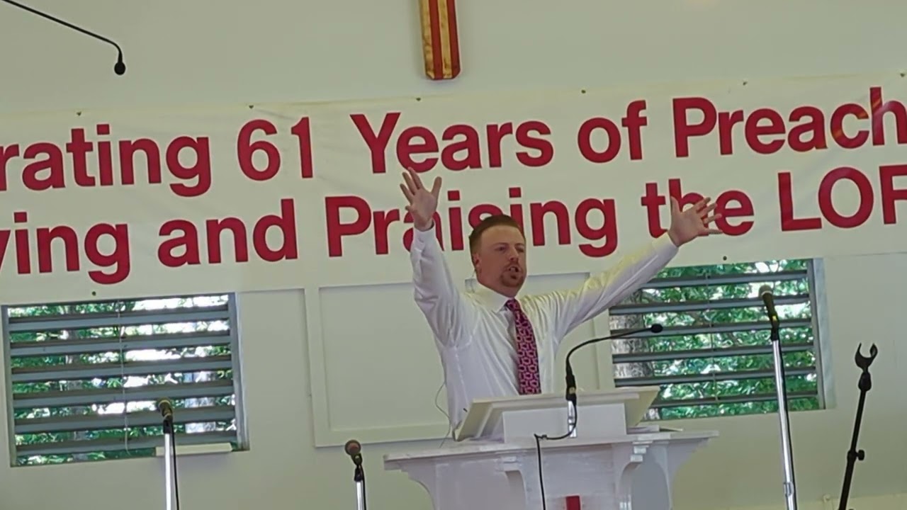 Nathaniel Hobbs preaching at Taylorsville Baptist Camp Meeting, June 26, 2024.