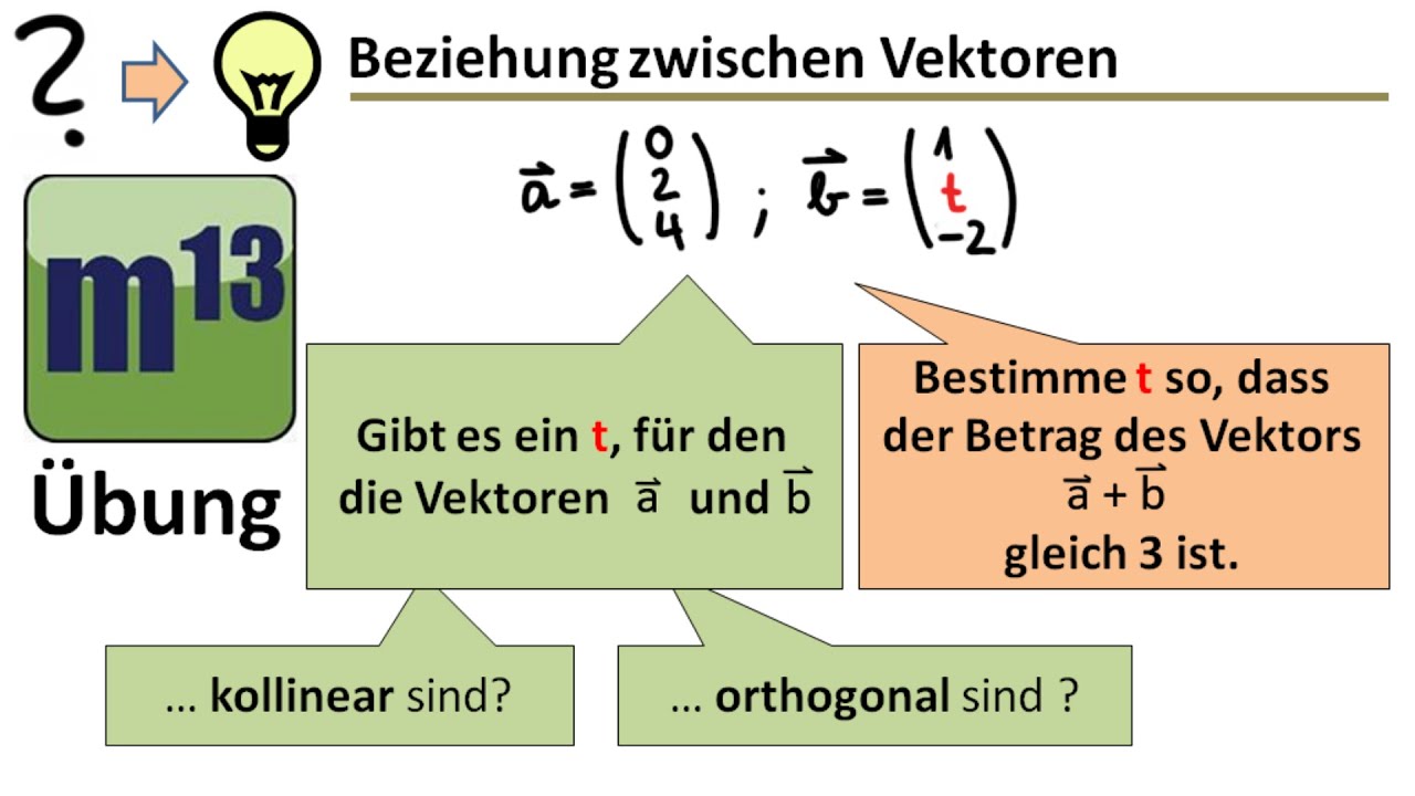 Beziehungen zwischen Vektoren untersuchen (Kollinearität, Orthogonalität, Betrag)