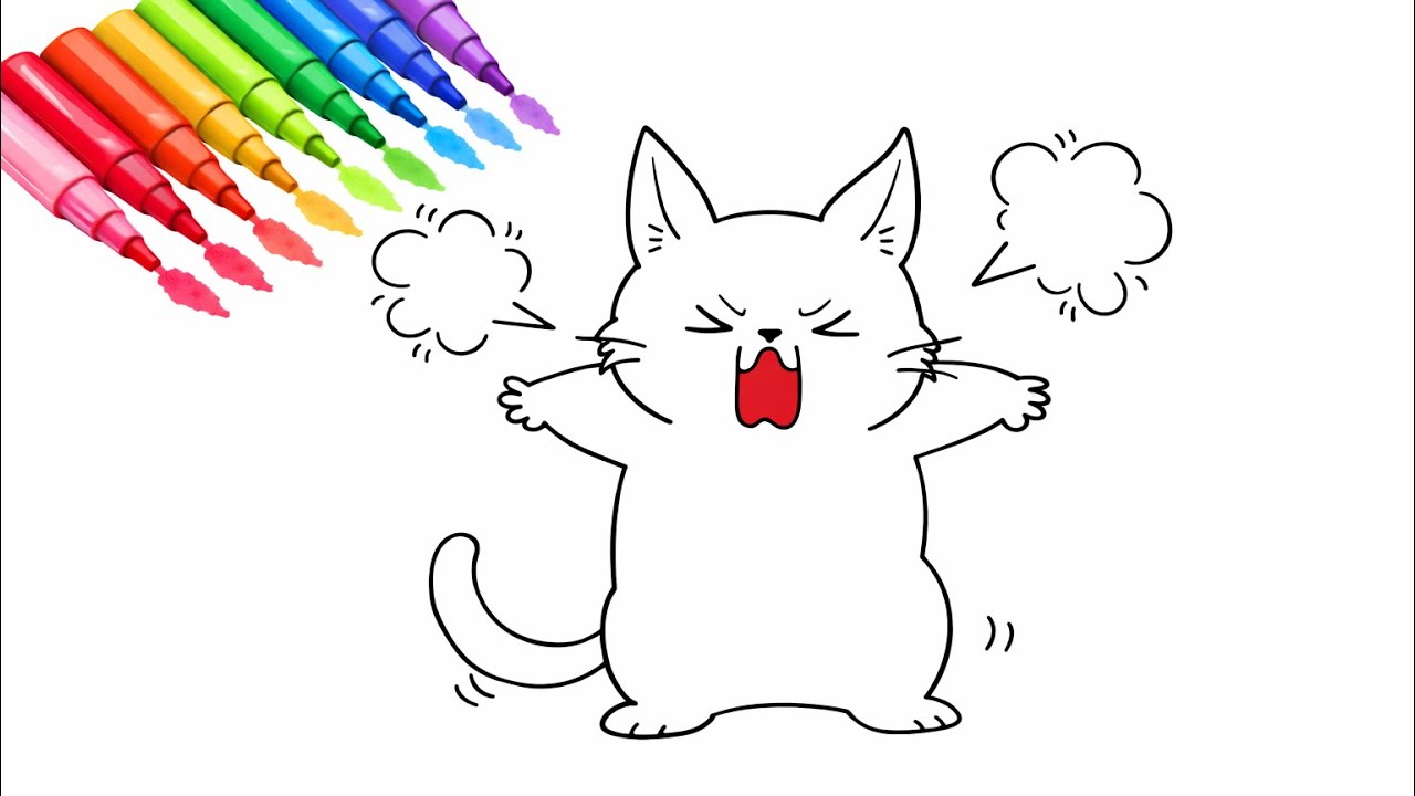 I Drew an Angry Cat 😾 | Cute & Easy Drawing Process