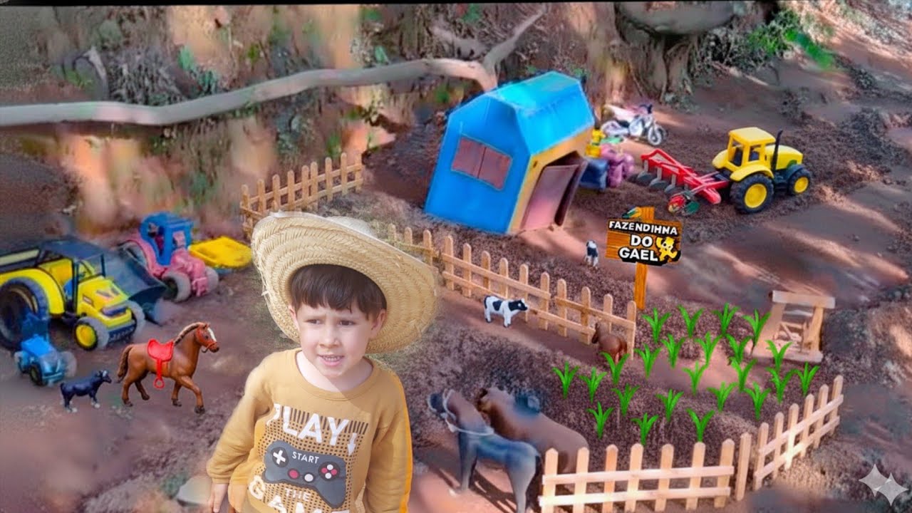 FAZENDINHA DO GAEL | FEZ PRATAÇAO DE MILHO | FAZENDINHA DE BRINQUEDO 