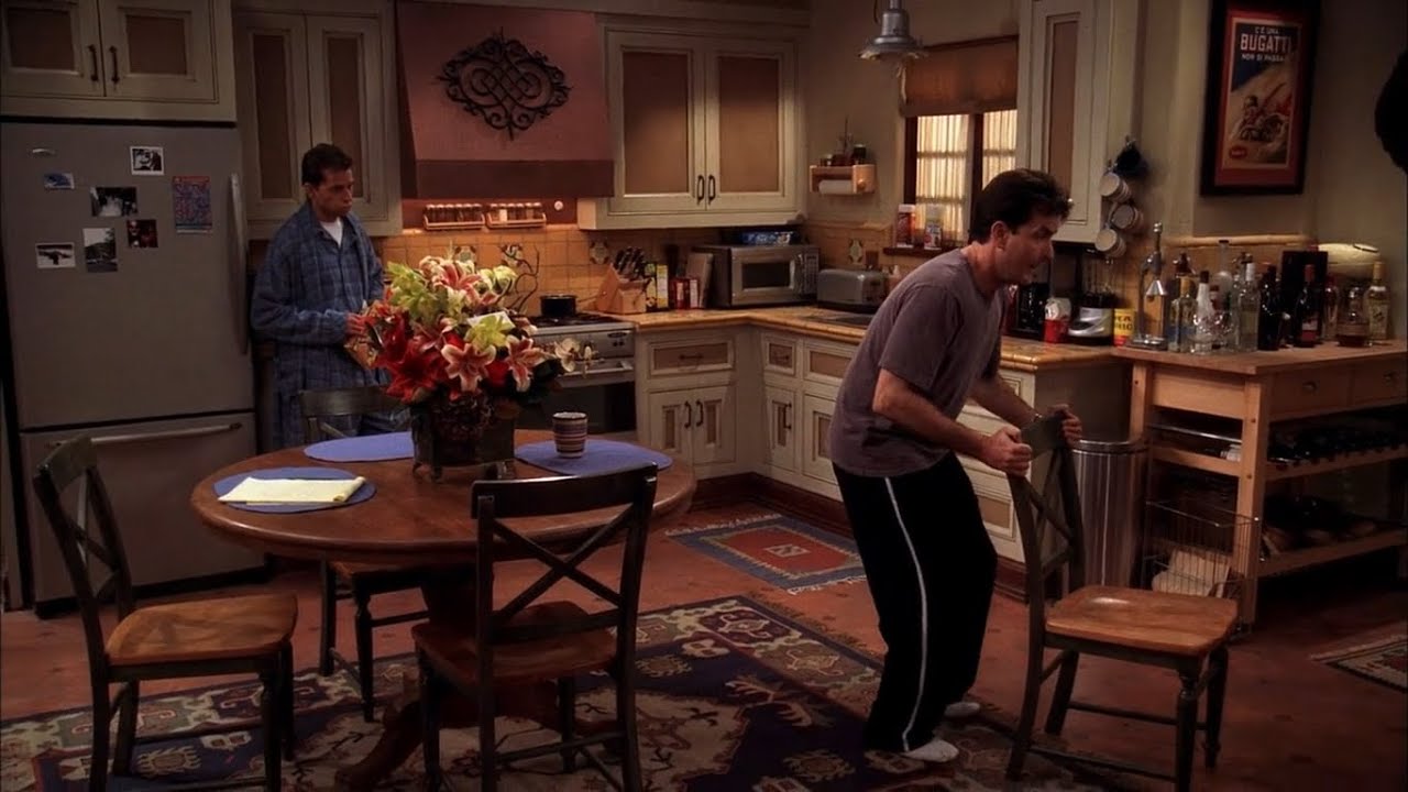 Two And A Half Men- Charlie Teasing Alan's Old Girlfriend HD
