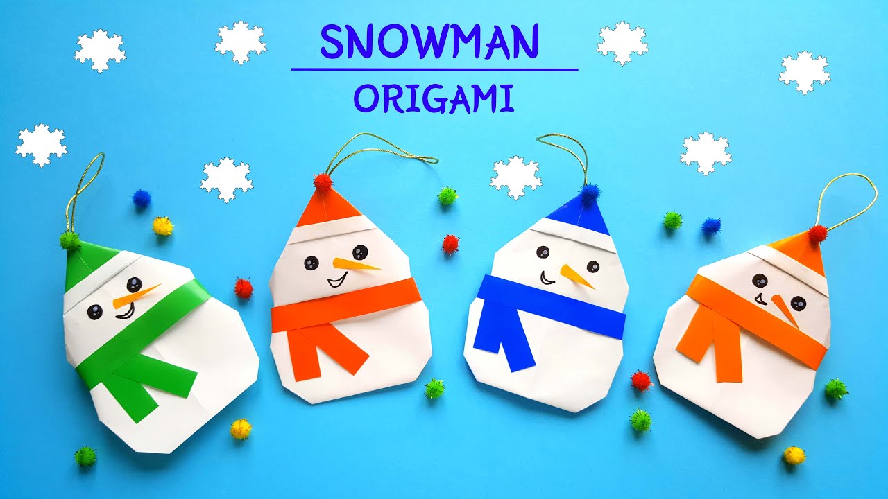 EASY ORIGAMI SNOWMAN ☃️ DIY CHRISTMAS