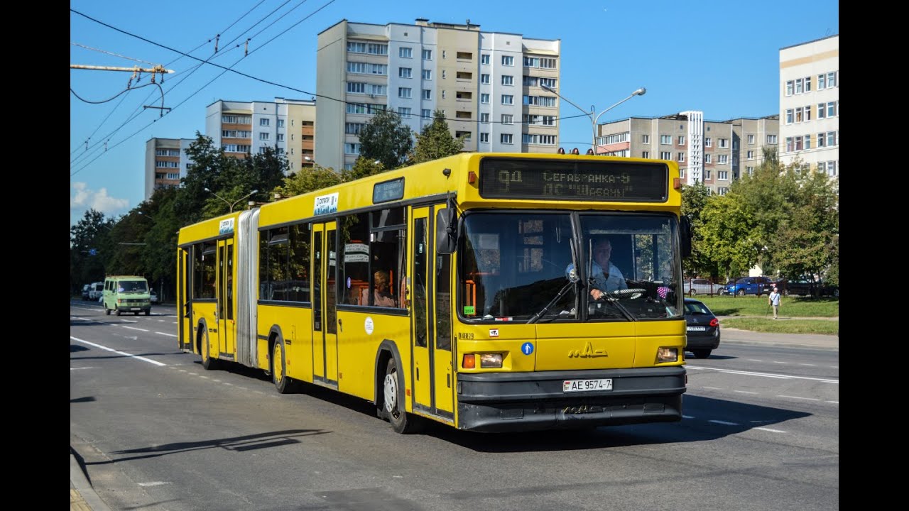 Автобус МАЗ-105.065 гос. № АЕ 9574-7 маршрут №9д в Минске (ПОЕЗДКА)