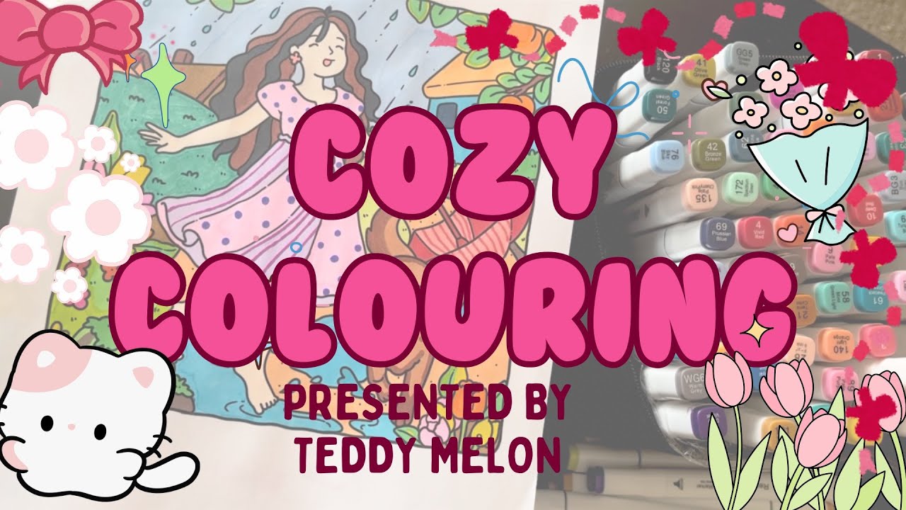 Calm Coloring Video | Cozy Rain Dance with Girl and Puppy