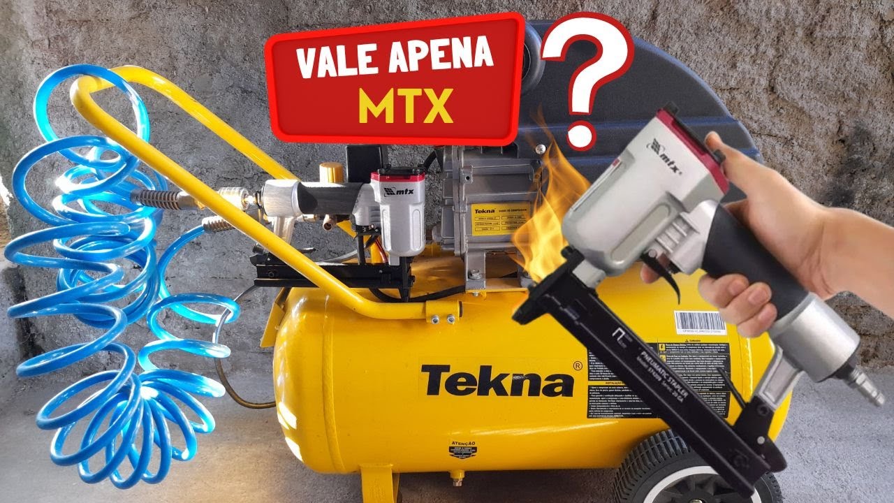 Será que Funciona? Grampeador Pneumático MTX Grampos de 10 a 22mm compressor Tekna 50 Litros CP8550