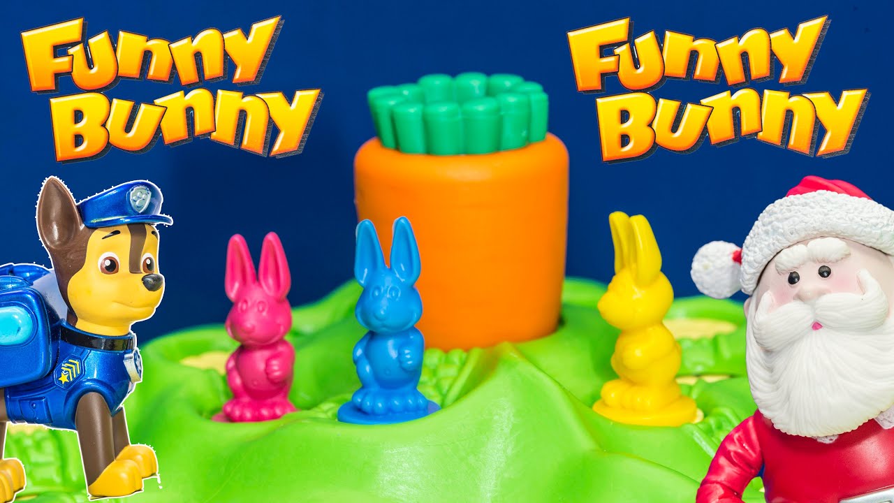 Playing the Funny Bunny Game with Paw Patrol vs Santa Claus Toys