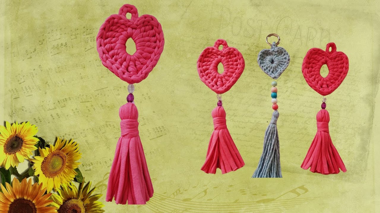 Corazón a Crochet con Borla, Paso a Paso .