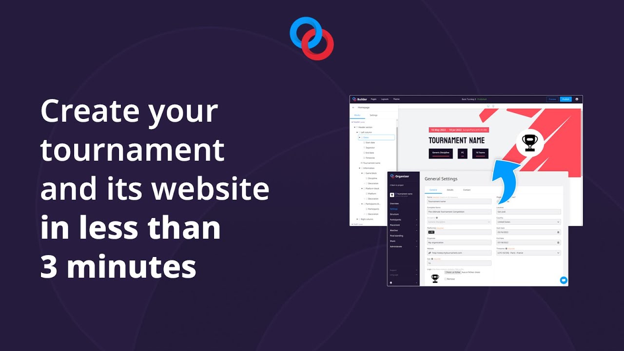 Create your tournament and its website in less than 3 mn