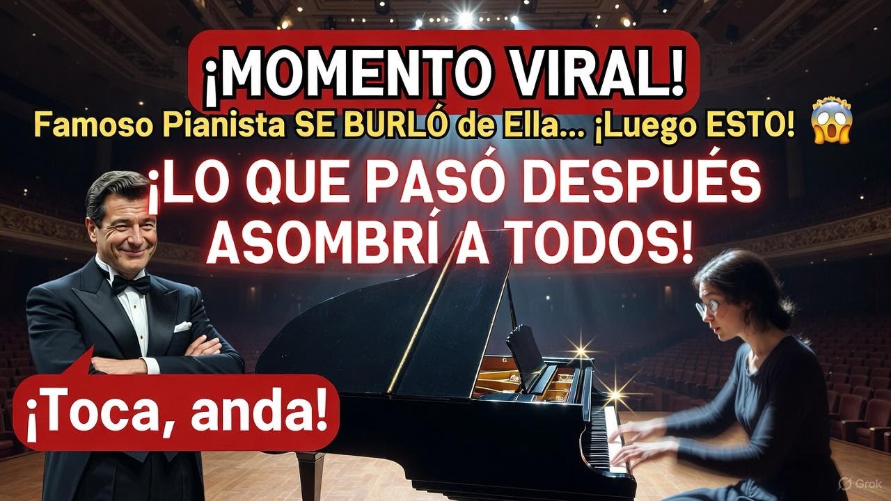 “Pianista famoso pidió a mujer simple tocar piano como broma; lo que siguió impactó a todos 🎹✨”