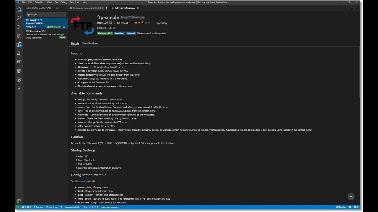 VSCode Setup - Setting up FTP Simple Part 2