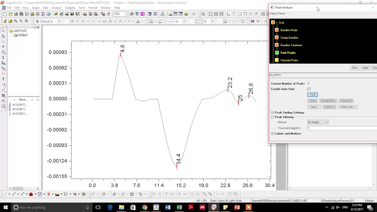 Subtract baseline and peak area calculation by integration using origin software (alternate video)