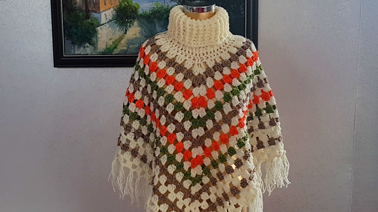 Boğazlı Panço / Crochet Cowl Neck Poncho