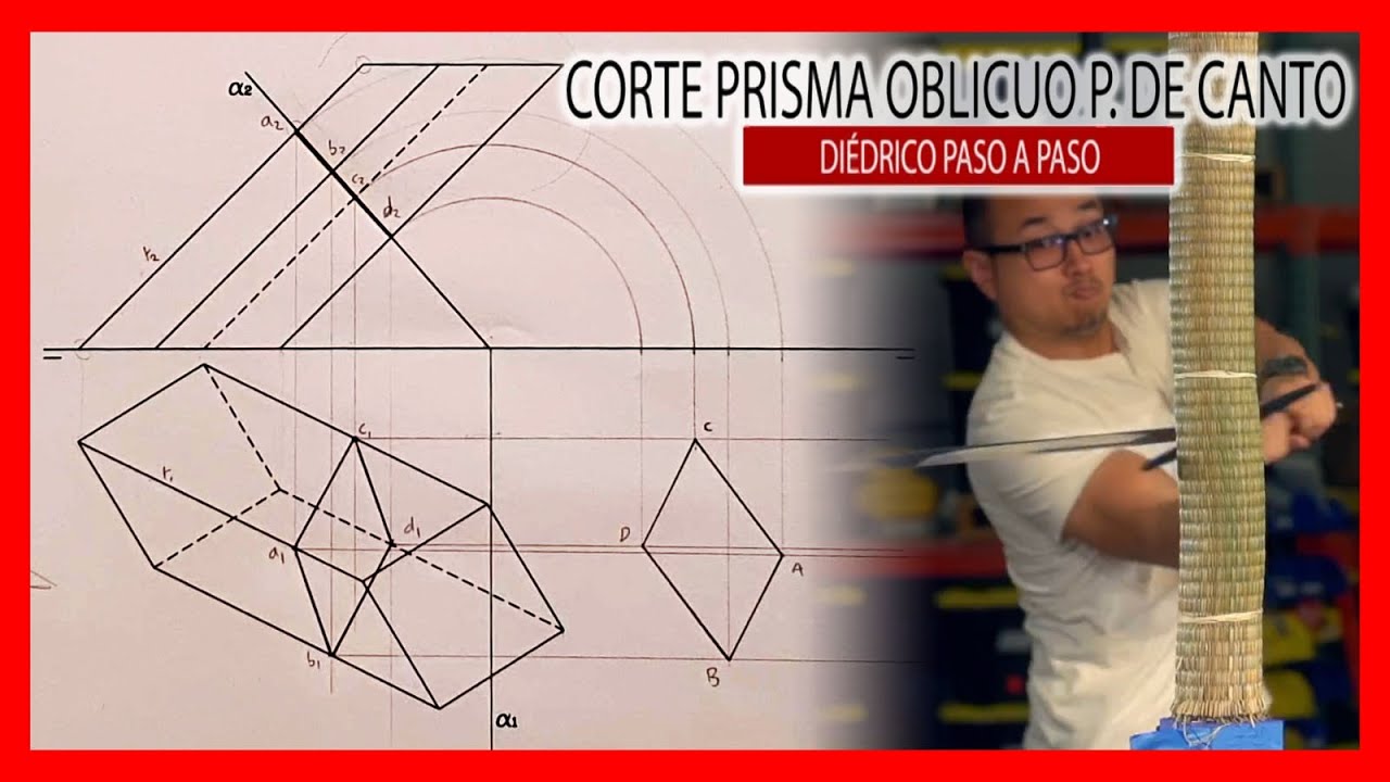 ✂️ Sección de un PRISMA OBLICUO por un plano proyectante 😵 Diédrico fácil paso a paso