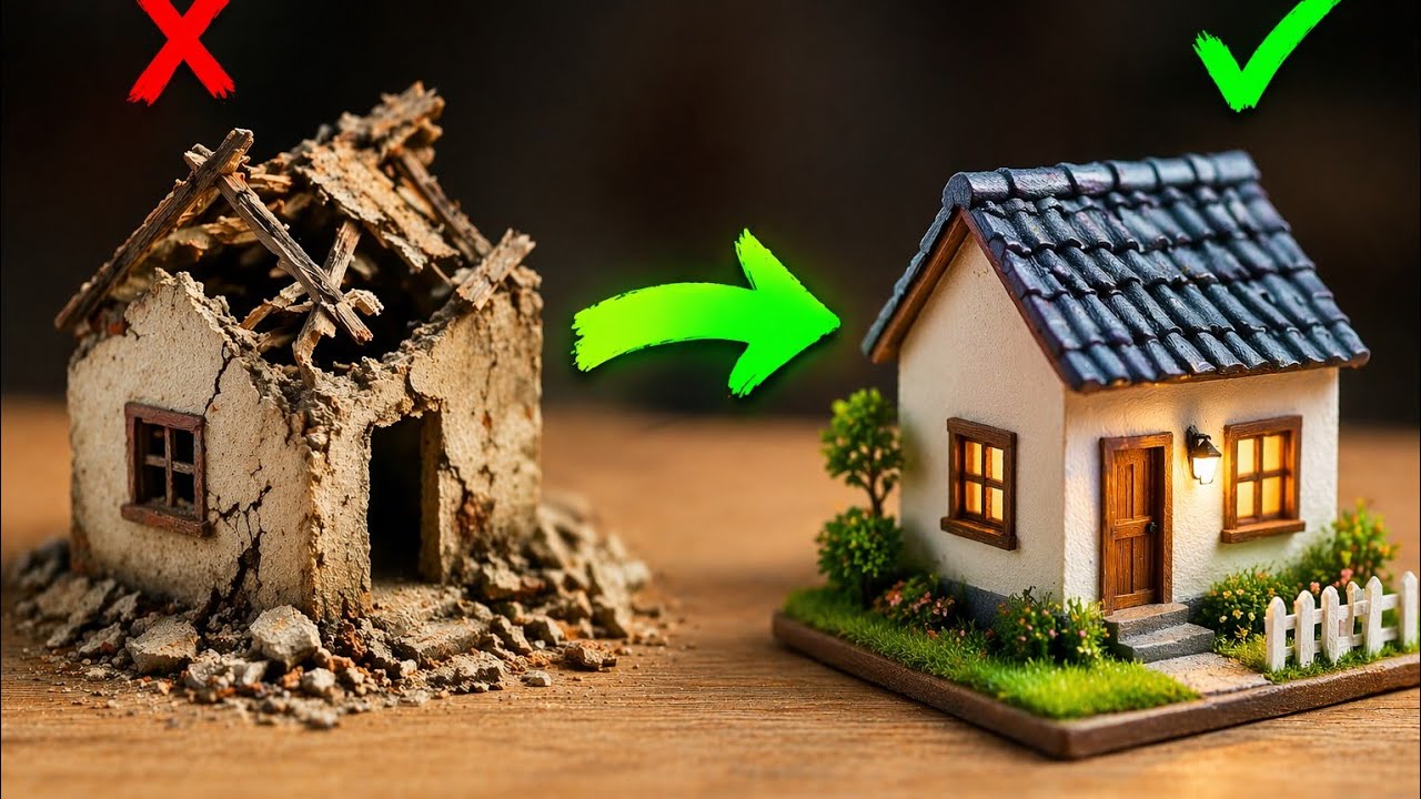 Building a Tiny Miniature Brick House Step by Step | Satisfying Mini Construction