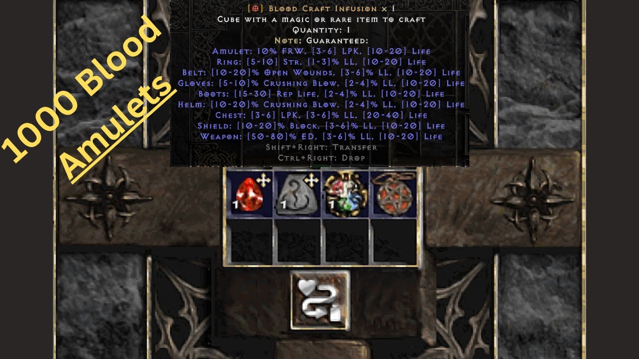 Pd2 S11 - 1000 Blood Amulets Crafting (Crafting week Day 1)