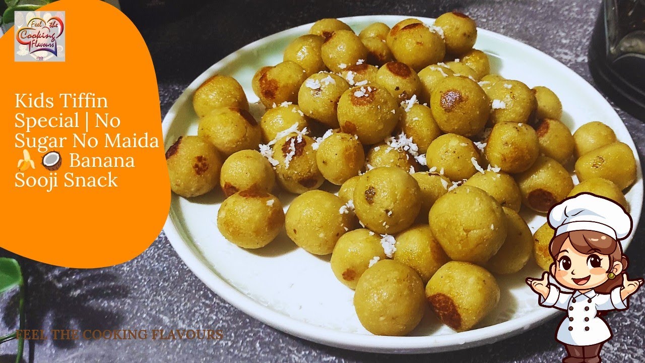 Kids Tiffin Special | No Sugar No Maida 🍌🥥 Banana Sooji Snack  🌴@ Feel The Cooking Flavours 