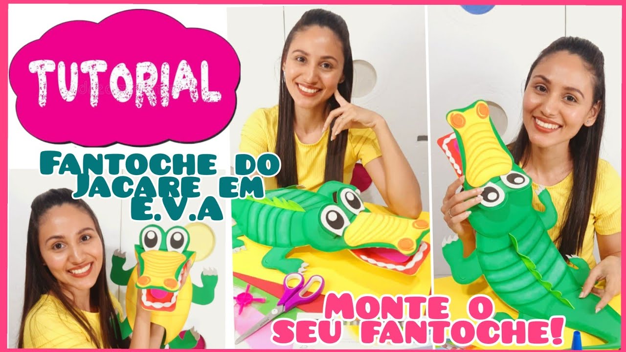 (Passo a passo) Aprenda a fazer o fantoche do jacaré simples e fácil. #noarcomatiapriscila #moldes